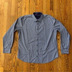 Bugatchi Men's Plaid Long Sleeveve Shaped‎ Fit Shirt Blue Multicolor XXL